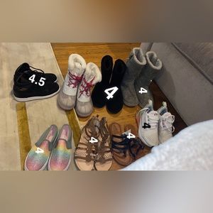 SHOES! Girls and women shoes. Sizes are listed.